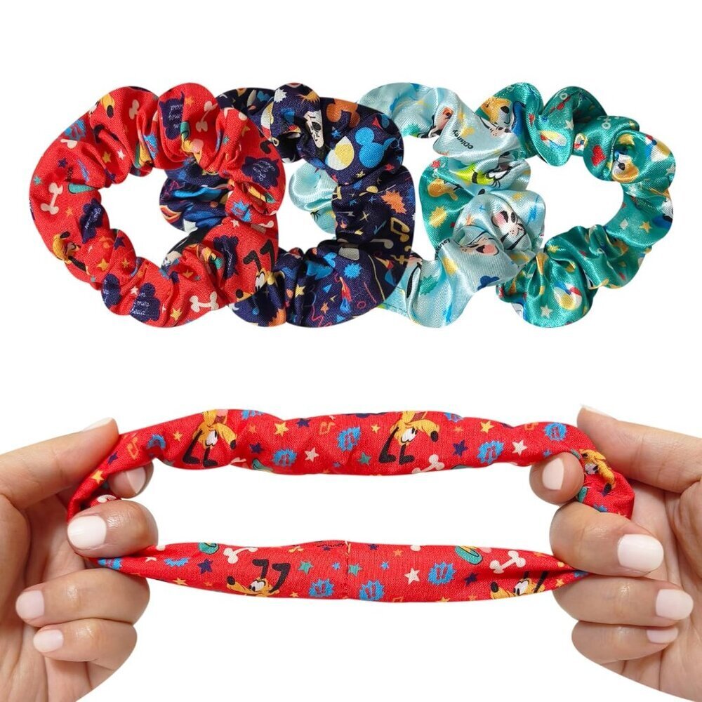Adorable 4-Piece Minnie & Mickey Scrunchies - Safe Hair Accessories for Ages 3+ - Picture 3 of 6